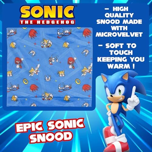 Sonic The Hedgehog Bobble Hat Gloves & Snood Set For Boys 3 Piece Winter Set Gift