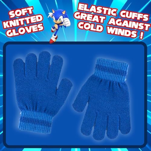 Sonic The Hedgehog Bobble Hat Gloves & Snood Set For Boys 3 Piece Winter Set Gift