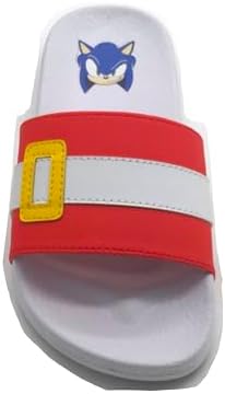 Sonic The Hedgehog Boys Girls Kids Pool Sliders Flip Flops Beach Sandal Red/White Stripe Size 10-4