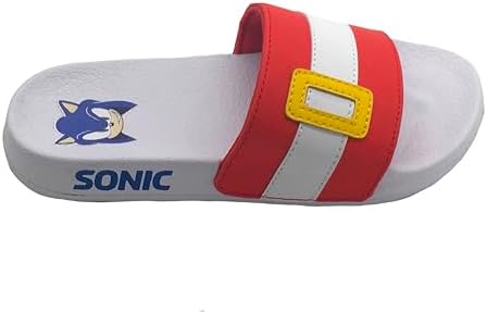 Sonic The Hedgehog Boys Girls Kids Pool Sliders Flip Flops Beach Sandal Red/White Stripe Size 10-4
