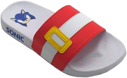 Sonic The Hedgehog Boys Girls Kids Pool Sliders Flip Flops Beach Sandal Red/White Stripe Size 10-4