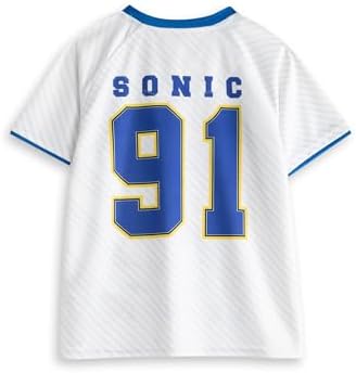 Sonic The Hedgehog Boys Greenhill Football League Kit White Top & Blue Shorts Short Sleeve Football Set Sonic Graphic Sportswear Sonic Merch
