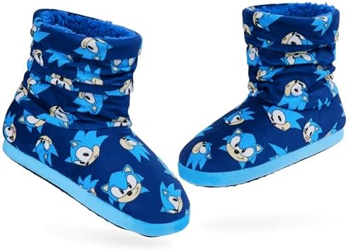 SONIC THE HEDGEHOG Boys Slippers Plush Indoor House Shoes Warm Boot Slippers Kids Size 11-1 Non Slip Sole Boys Gifts