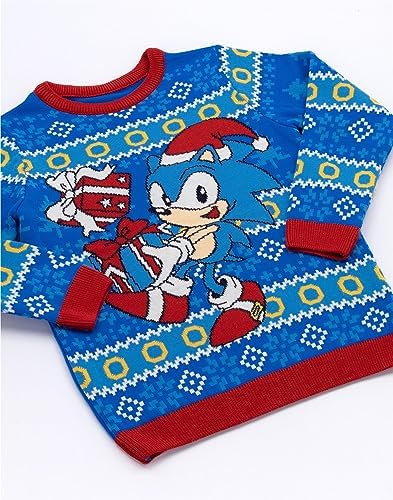 Sonic The Hedgehog Kids Christmas Jumper Boys Girls Video Game Movie Festive Navy Knitted Sweater Xmas Gifts For Him Her