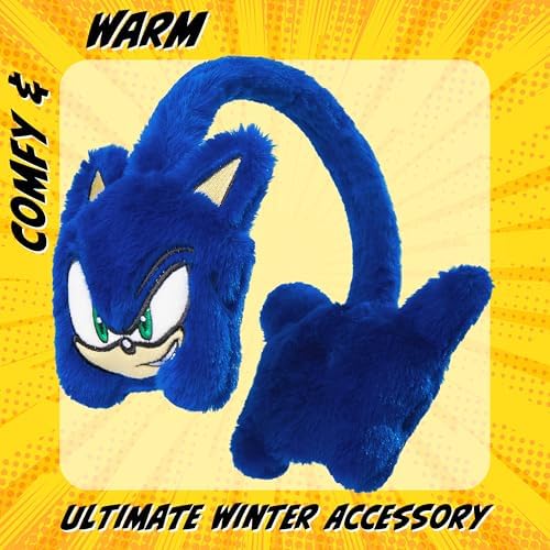 SONIC THE HEDGEHOG Kids Earmuffs For Boys Girls Teens Plush Fluffy Ear Covers Winter Accessories For School Travel Days Out Gifts For Gamers