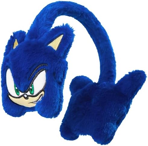 SONIC THE HEDGEHOG Kids Earmuffs for Boys Girls Teens Plush Fluffy Ear Covers Winter Accessories for School Travel Days Out Gifts for Gamers