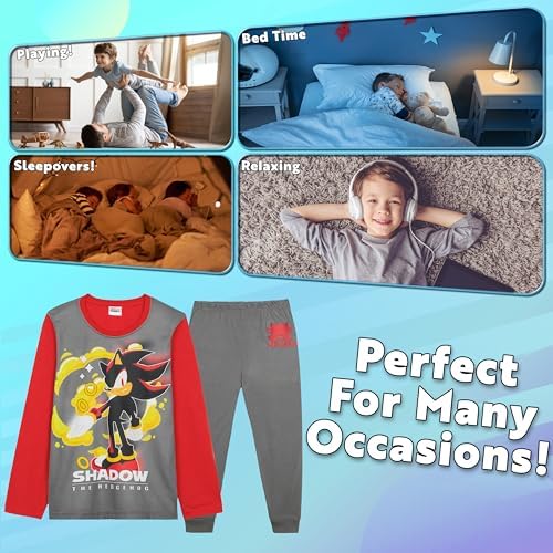 SONIC THE HEDGEHOG Shadow Boys Long Sleeve Pyjama Set Cosy Nightwear Soft PJs Loungewear Sleepwear Gaming Gifts For Boys