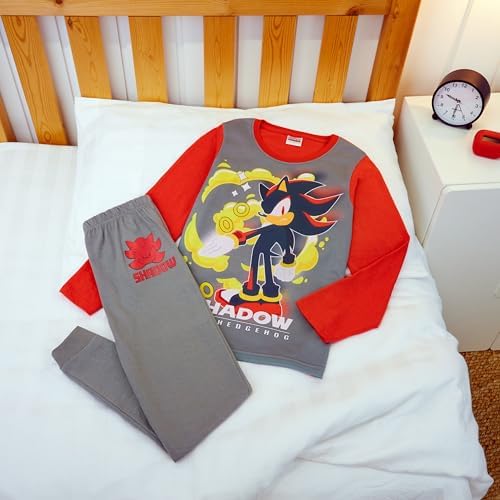 SONIC THE HEDGEHOG Shadow Boys Long Sleeve Pyjama Set Cosy Nightwear Soft PJs Loungewear Sleepwear Gaming Gifts For Boys