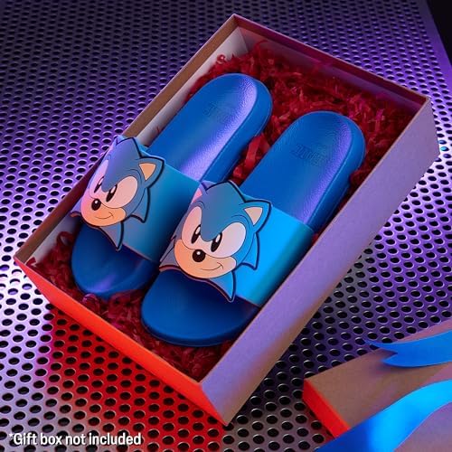 SONIC THE HEDGEHOG Sliders For Boys Non Slip Shower Beach Pool Shoes For Holiday Travel Gamer Summer Slippers