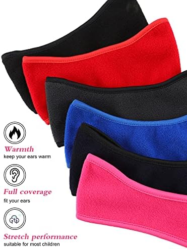 Sosation Pack Of 12 Children's Ear Warmers Fleece Winter Headbands Stretch Warm Running Headbands Cold Weather Earmuffs Sport Warm Earmuffs For Boys Girls Yoga Skiing Riding Black Dark Blue Light