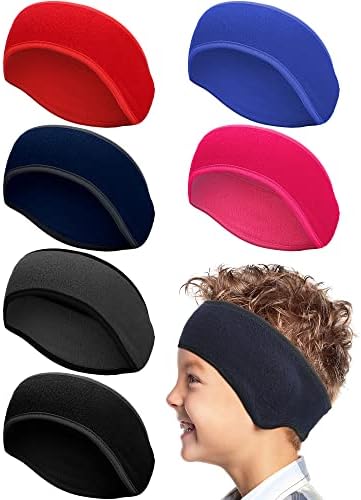 Sosation Pack of 12 Children's Ear Warmers Fleece Winter Headbands Stretch Warm Running Headbands Cold Weather Earmuffs Sport Warm Earmuffs for Boys Girls Yoga Skiing Riding Black dark blue light