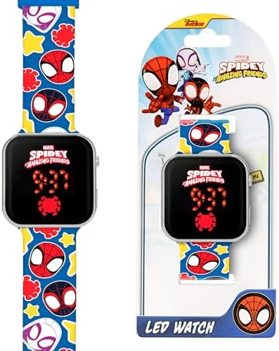 Spider-Man LED Kids Digital Watch – Boys Marvel Timepiece With Adjustable Strap – Fun Spiderman Toy Gift For Kids