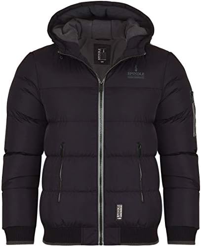 Spindle Childrens Boys Padded Winter Coat School Hooded Fleece Lined Jacket Zip Pockets Youths