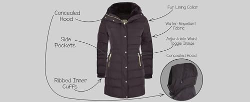 Spindle Girls Long Padded Winter Parka Coat Youths Showerproof School Jacket Zip Pockets