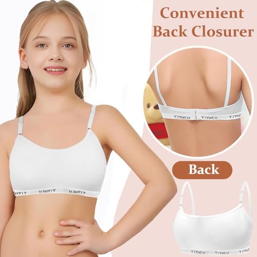 Sports Bra For Girls 3 Pieces Training Bras Sports Underwear With Removable Bust Pad And Adjustable Strap For Teenage Girls 10-14 Years