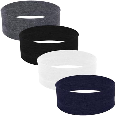 Sports Fan Headbands and Sweatbands 4 Pieces Kids Headbands Athletic Cotton Sweat Workout Headband Elastic Basketball Headbands Non-Slip Headbands Moisture Wicking Sweatbands for Women Men Sports