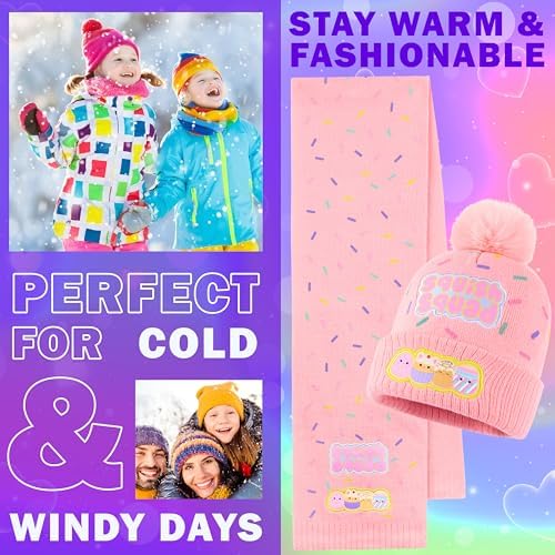 Squishmallows Beanie Winter Accessories Set Girls Teens 3pcs Hat Scarf Gloves Warm Knit For School Travel Days Out Girls Gifts
