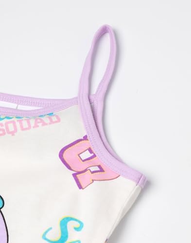 Squishmallows Girls Multicoloured Sleeveless Playsuit Squish Squad Character All Over Print Outfit Casual Summer Apparel With Pockets Elasticated Waistband Round Neck Design