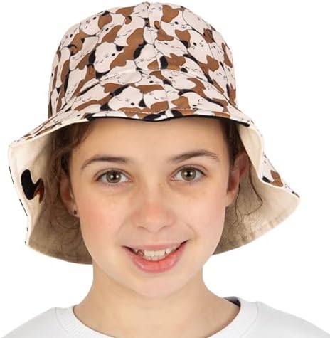 Squishmallows Reversible Girls Hat Cam The Cat Kids Bucket Hat Girls Summer Cap One Size Cream