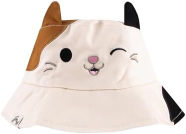 Squishmallows Reversible Girls Hat Cam The Cat Kids Bucket Hat Girls Summer Cap One Size Cream