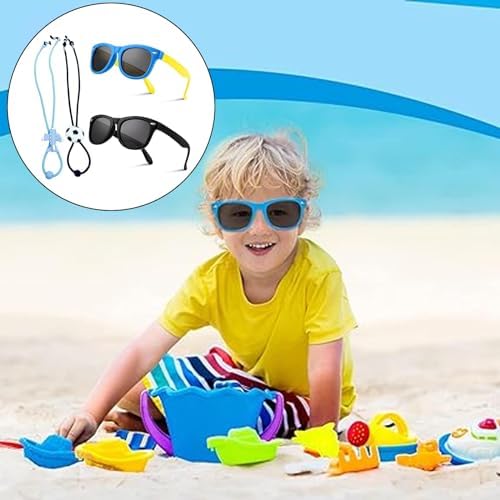 SSKHE 2 Pcs Kids Polarized Sunglasses Boys Sunglasses With Adjustable Glasses Strap Eye Glasses For Boys And Girls Beach School Shopping Party Decoration