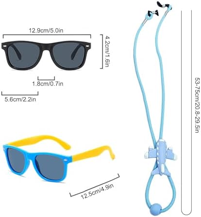 SSKHE 2 Pcs Kids Polarized Sunglasses Boys Sunglasses With Adjustable Glasses Strap Eye Glasses For Boys And Girls Beach School Shopping Party Decoration