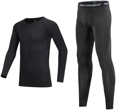 Stolpyzh Kids' Boys Base Layer Set Thermal Sports Underwear Gym Athletic Shirt Tights Top & Bottom Sets