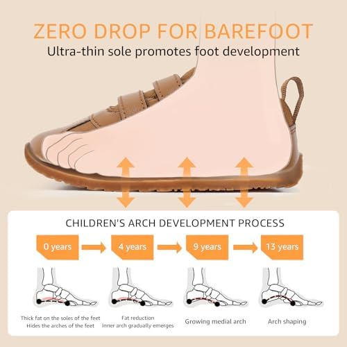 STQ KIDS Boys Girls Trainers Toddler Wide Toe Box Barefoot School Shoes Zero Drop Lightweight Baby Infant First Walking Shoe Non Slip Soft Kid Running Tennis Sneaker
