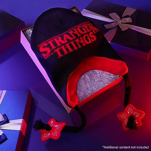 Stranger Things Beanie Hat With Ear Flaps For Kids And Teenagers - One Size Children's Winter Hats - Gifts For Kids Black/Red