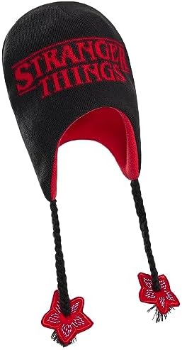 Stranger Things Beanie Hat with Ear Flaps for Kids and Teenagers - One Size Children's Winter Hats - Gifts for Kids Black/Red