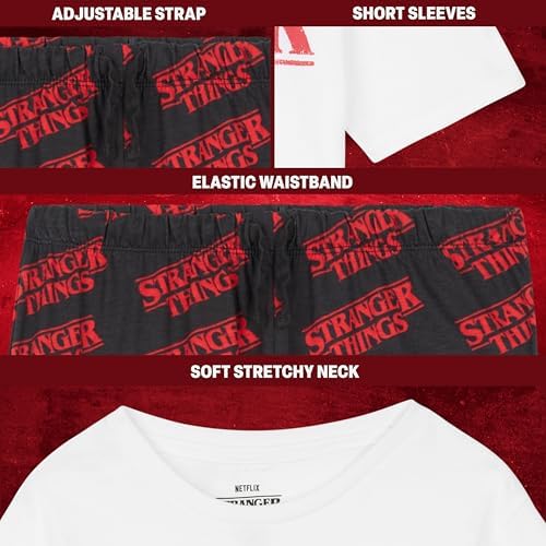 Stranger Things Girls Pyjamas Set T-Shirt & Long Bottoms For Kids & Teens Comfy PJs Loungewear Soft Nightwear Gifts For Girls