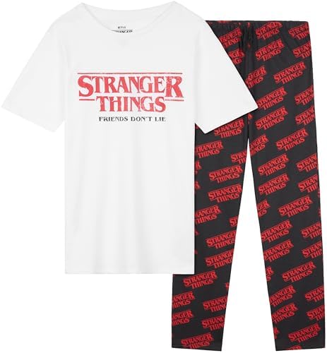 Stranger Things Girls Pyjamas Set T-Shirt & Long Bottoms for Kids & Teens Comfy PJs Loungewear Soft Nightwear Gifts for Girls
