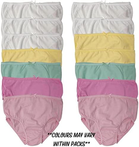 Style It Up Girls Toddlers Plain Cotton Briefs Underwear - 100% Cotton Soft Girl Pants Knickers - Age Range 3-15 Years - From Nursery To School - Available As 7 And 14 Packs