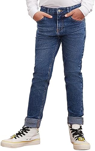 STYLER STREET Boys Denim Jeans Stretchable Regular Fit Cargo Denim Jeans Pants for Kids Trendy Stylish Design and Adjustable Waistband Boy’s School Trousers Ages 7 to 12 Years