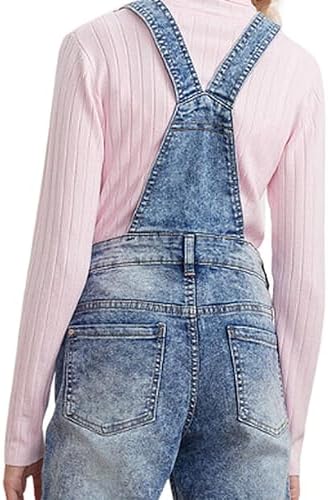 Stylerstreet/Shishoo Girl’s Denim Dungarees Stretch Jumpsuits Girls Blue Denim Playsuit For Kids Stylish And Comfortable Dungaree Ripped Jeans Adjustable Straps For Girls Ages 6-12 Years