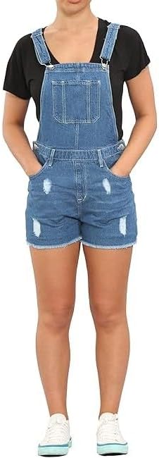 SubMeHa Girls Kids Denim Dungaree Short Length Pinafore Ribbed Jumpsuit Play Suit UK Size 8Yrs to 14Years