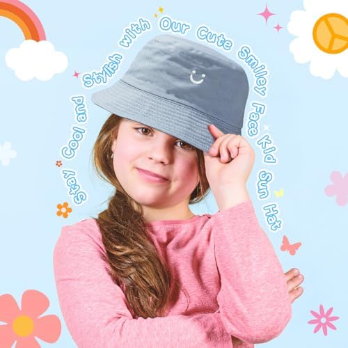 SUBTAVIK Reversible Kids Sun Hat Smile Face Toddler Bucket Hat - Wide Brim Boys & Girls Double Sided Breathable Sun Hats For 2-8 Years: Girl Boy