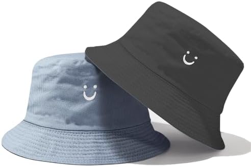 SUBTAVIK Reversible Kids Sun Hat Smile Face Toddler Bucket Hat - Wide Brim Boys & Girls Double Sided Breathable Sun Hats for 2-8 Years: Girl Boy