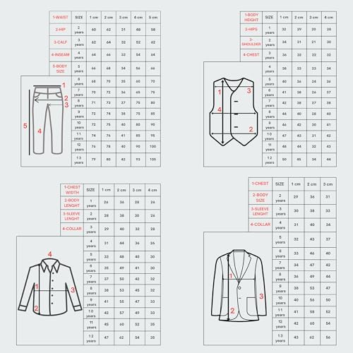Suit For Boys 5-Piece Set Shirt Pants Vest Jacket And Bow Tie Party And Formal Wear For Boys Aged 1-13 Years