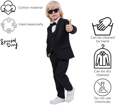 Suit For Boys 5-Piece Set Shirt Pants Vest Jacket And Bow Tie Party And Formal Wear For Boys Aged 1-13 Years