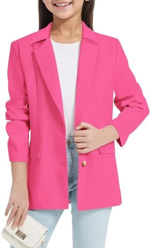 Suits Boys Children's Suits Children's Suits Jackets Blazer Jacket For Girls Long Sleeves Lapel Collar With Inner Pocket Front Open Casual Blazer Suit For Children Crop T-shirts For Girls