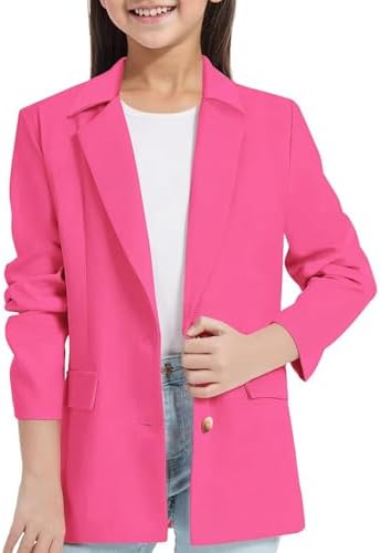 Suits Boys Children's Suits Children's Suits Jackets Blazer Jacket for Girls Long Sleeves Lapel Collar with Inner Pocket Front Open Casual Blazer Suit for Children Crop T-shirts for Girls