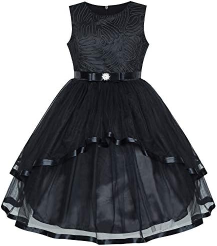 Sunny Fashion Flower Girls Dress Blue Belted Wedding Party Bridesmaid Age 4-12 Years