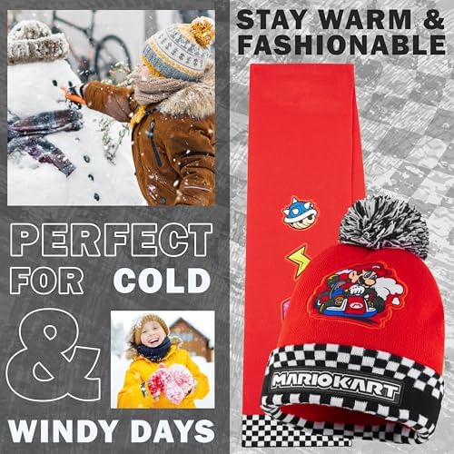 Super Mario Beanie Winter Accessories Set Boys 2pcs Gloves & Winter Hat Or 3pcs Hat Scarf Gloves Warm Knit Boys Gifts