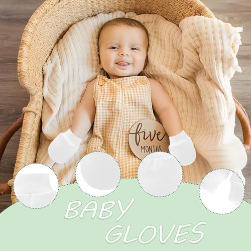 Suupii 6 Pair Scratch Mittens Newborn Baby Mittens Newborn Soft Touch White Baby Scratch Mittens Anti-Scraping For 0-12 Months Toddler Boy Girls