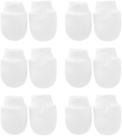 Suupii 6 Pair Scratch Mittens Newborn Baby Mittens Newborn Soft Touch White Baby Scratch Mittens Anti-Scraping for 0-12 Months Toddler Boy Girls