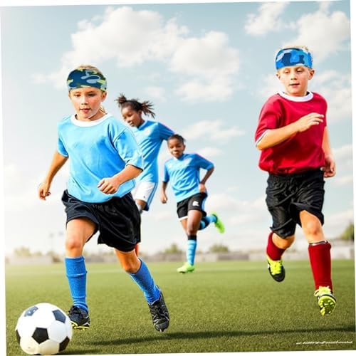 Sweatbands For Kids 4Pcs Absorbent Sweat Headband Camouflage Boys Headbands Elastic Washable Reusable Kids Headbands For Sports