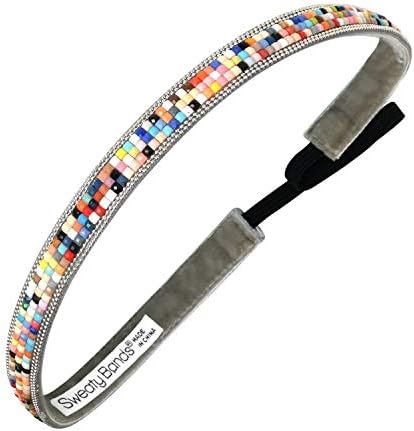 Sweaty Bands Womens Girls Headband - Non-Slip Velvet-Lined Fashion Hairband - Bling It Glitzy Goddess 5/8-Inch