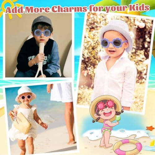 SwirlColor Baby Sunglasses Cute Flower Kids Sunglasses With Adjustable Strap Flexible Polarized Sunglasses For Newborn 0-24 Months With Sunglasses Bag And Cloth