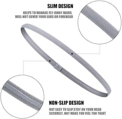 SYEYCW 10 Pcs Sports Headband For Boys Multicolour Elastic Sports Hairbands Thin Sweatbands Hairbands Non Slip Silicone Sport Hair Bands For Women Men Kids Outdoor Fitness Running Workout Yoga